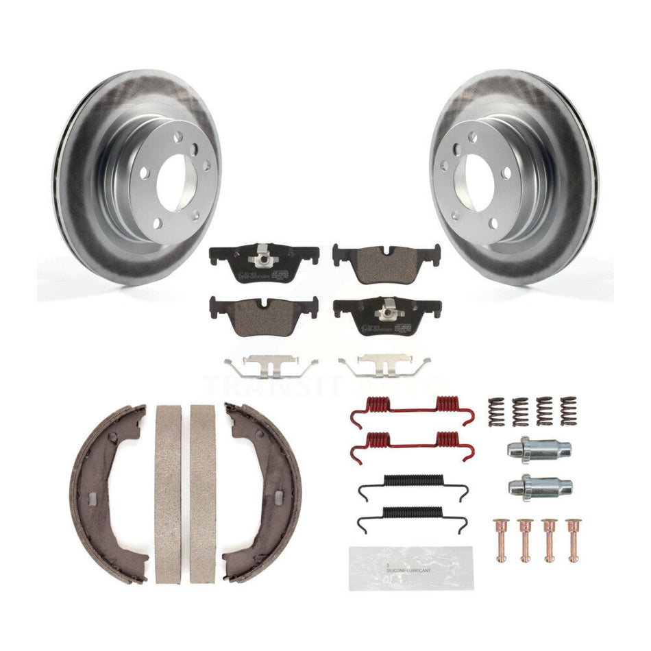 Rear Disc Coated Rotors Ceramic Pads Parking Shoes Hardware Kit For BMW 230i xDrive 228i KGT-104005