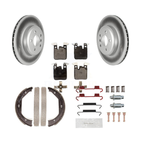 Rear Disc Coated Rotors Ceramic Pads Parking Shoes Hardware Kit For BMW 428i xDrive Gran KGT-104006
