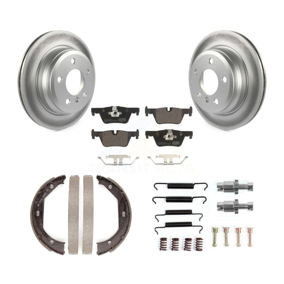 Rear Disc Coated Rotors Ceramic Pads Parking Shoes Hardware Kit For BMW 328i xDrive 330i KGT-104013