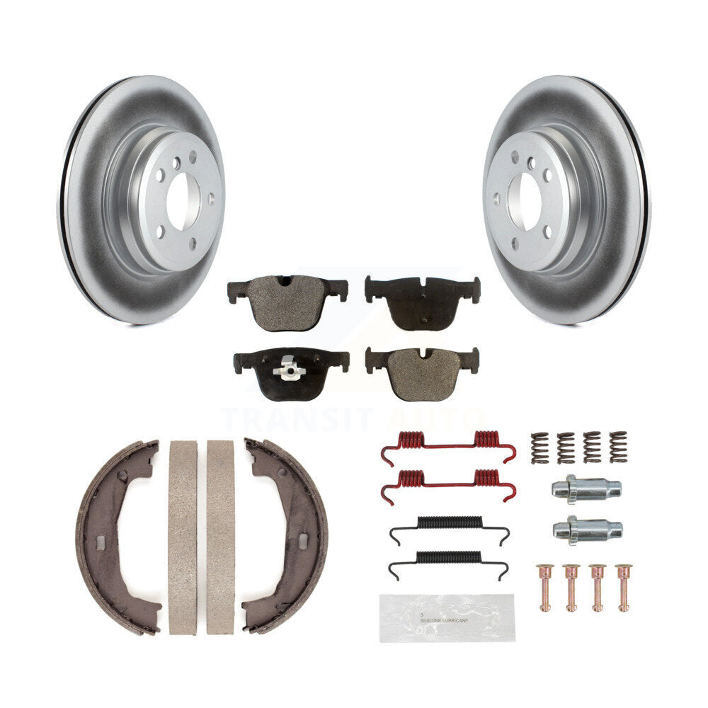 Rear Disc Coated Rotors Ceramic Pads Parking Shoes Hardware Kit For BMW 428i xDrive Gran KGT-104022