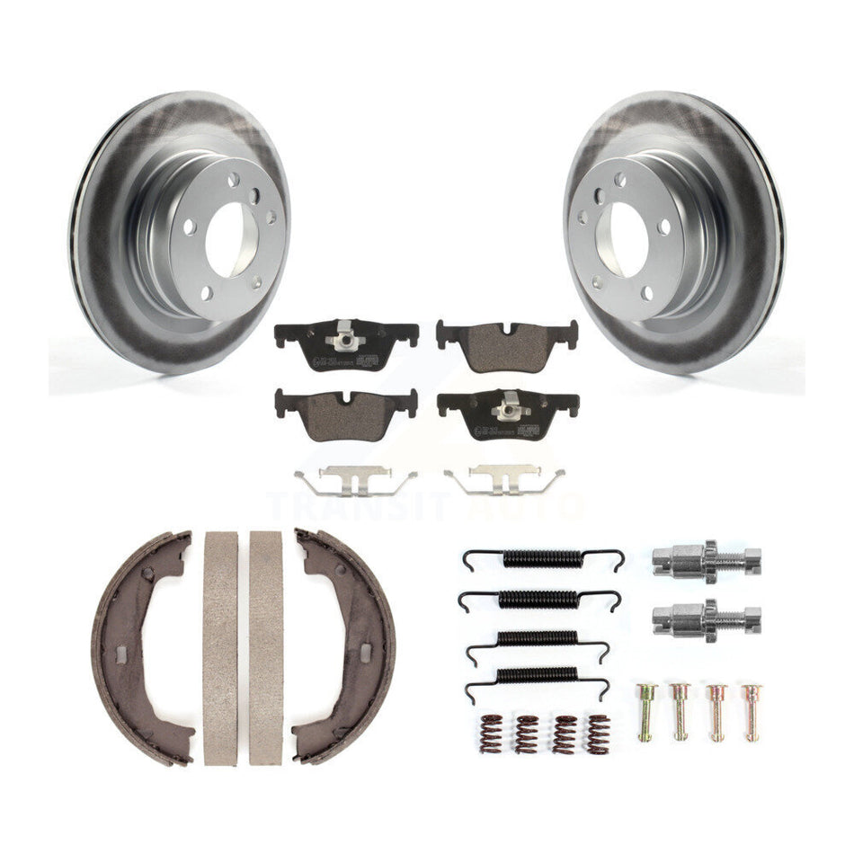 Rear Disc Coated Rotors Ceramic Pads Parking Brake Shoes And Hardware Kit For BMW 328i KGT-104028