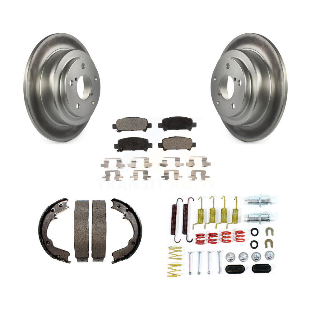 Rear Disc Coated Rotors Ceramic Pads Parking Brake Shoes Hardware Kit For Subaru Forester KGT-104051