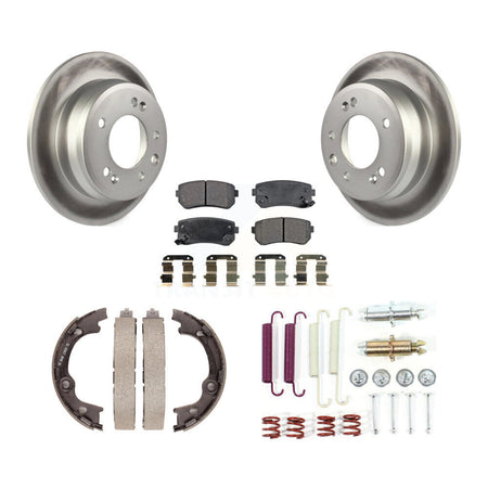 Rear Disc Coated Rotors Ceramic Pads Parking Brake Shoes Hardware Kit For Hyundai Elantra KGT-104067