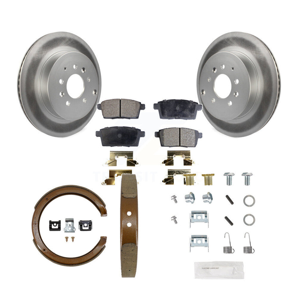 Rear Disc Coated Rotors Ceramic Pads Parking Shoes Hardware Kit For 2007-2012 Mazda CX-9 KGT-104069