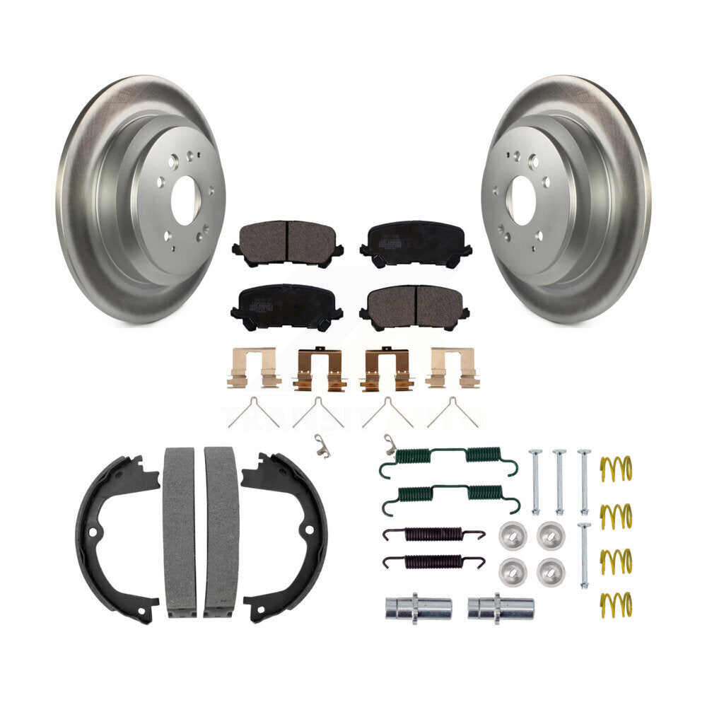 Rear Disc Coated Rotors Ceramic Pads Parking Shoes & Hardware Kit For 2014-2016 Acura MDX KGT-104079