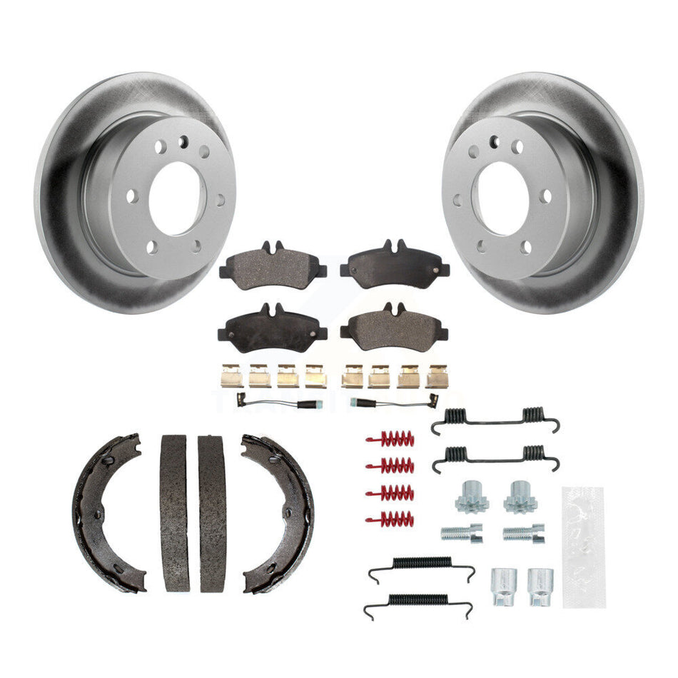 Rear Disc Coated Rotors Ceramic Pads Parking Shoes & Hardware Kit For Sprinter 2500 Dodge KGT-104096