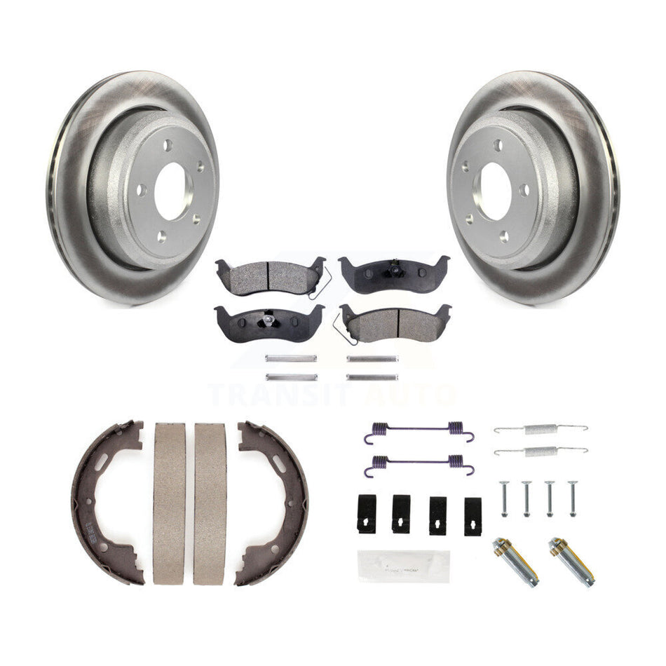 Rear Disc Coated Rotors Ceramic Pads Parking Shoes Hardware Kit For 2010-2011 Ford Ranger KGT-104113