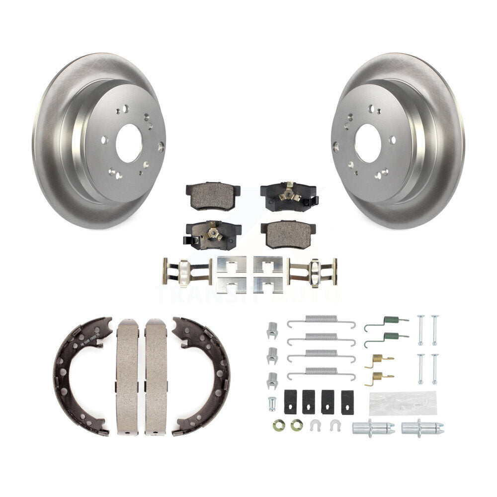 Rear Disc Coated Rotors Ceramic Pads Parking Shoes Hardware Kit For Honda CR-V Acura RDX KGT-104115