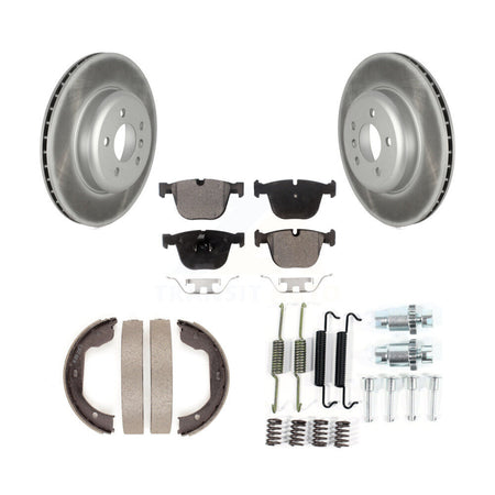 Rear Disc Coated Rotors Ceramic Pads Parking Shoes Hardware Kit For BMW 535i GT xDrive 7 KGT-104118