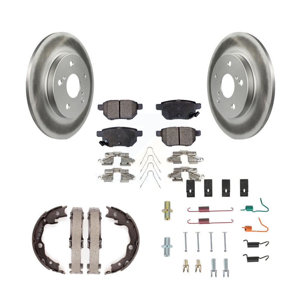 Rear Disc Coated Rotors Ceramic Pads Parking Shoes Hardware Kit For Toyota Matrix Pontiac KGT-104149