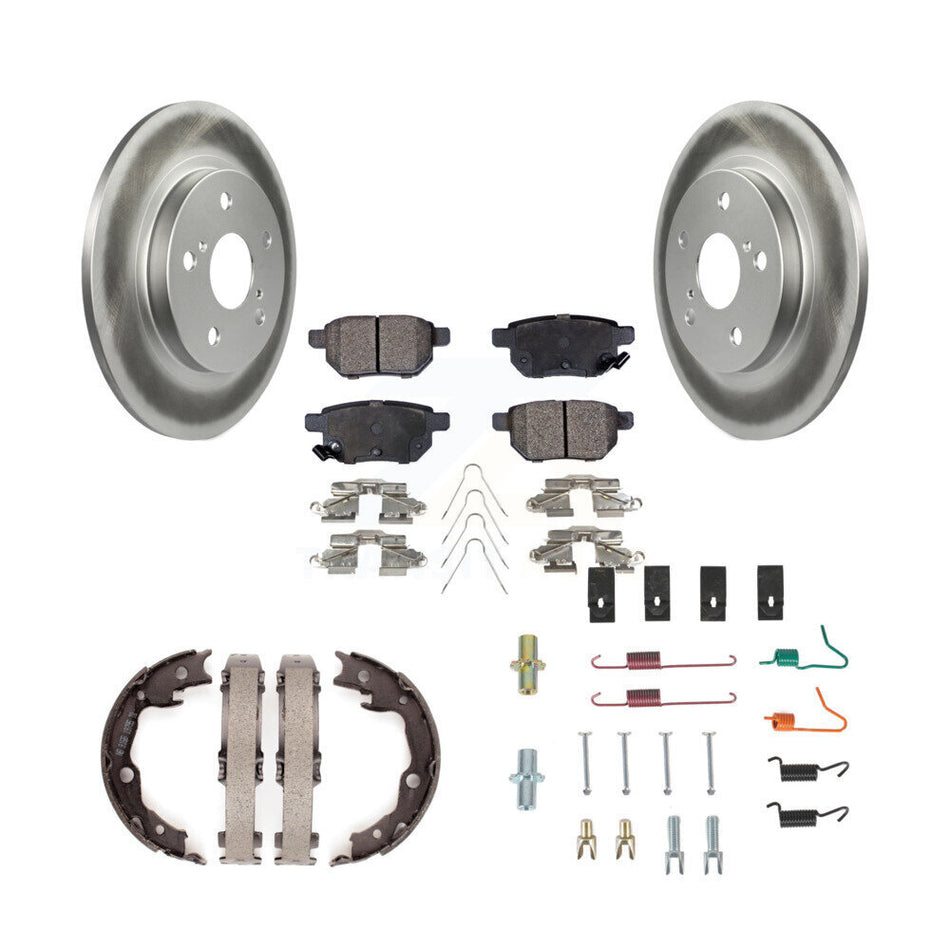 Rear Disc Coated Rotors Ceramic Pads Parking Shoes Hardware Kit For Toyota Matrix Pontiac KGT-104149