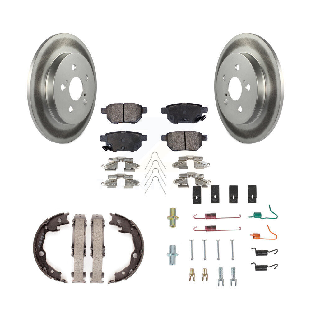 Rear Disc Coated Rotors Ceramic Pads Parking Shoes Hardware Kit For Toyota Matrix Pontiac KGT-104150