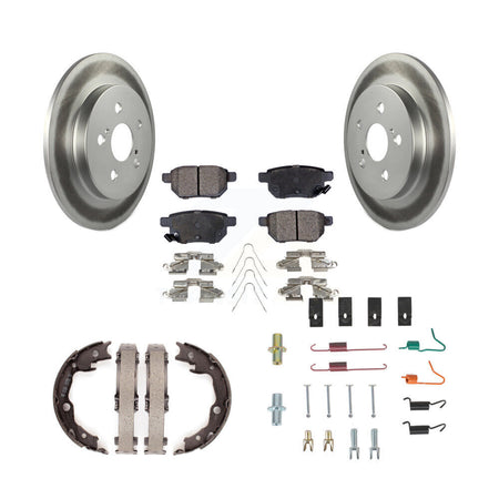 Rear Disc Coated Rotors Ceramic Pads Parking Shoes Hardware Kit For Toyota Matrix Pontiac KGT-104150