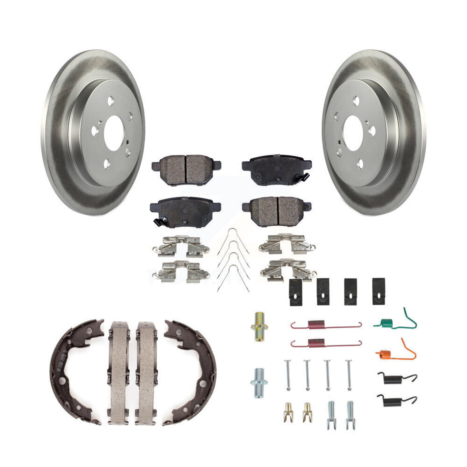 Rear Disc Coated Rotors Ceramic Pads Parking Shoes Hardware Kit For Toyota Matrix Pontiac KGT-104150