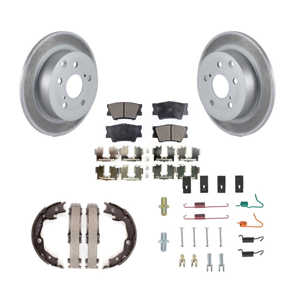 Rear Disc Coated Rotors Ceramic Pads Parking Shoes Hardware Kit For Toyota Matrix Pontiac KGT-104151