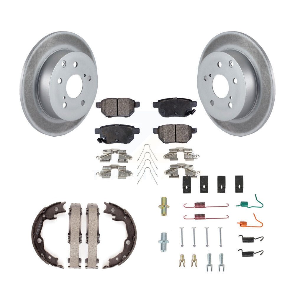Rear Disc Coated Rotors Ceramic Pads Parking Shoes Hardware Kit For 10 Toyota Matrix XRS KGT-104152