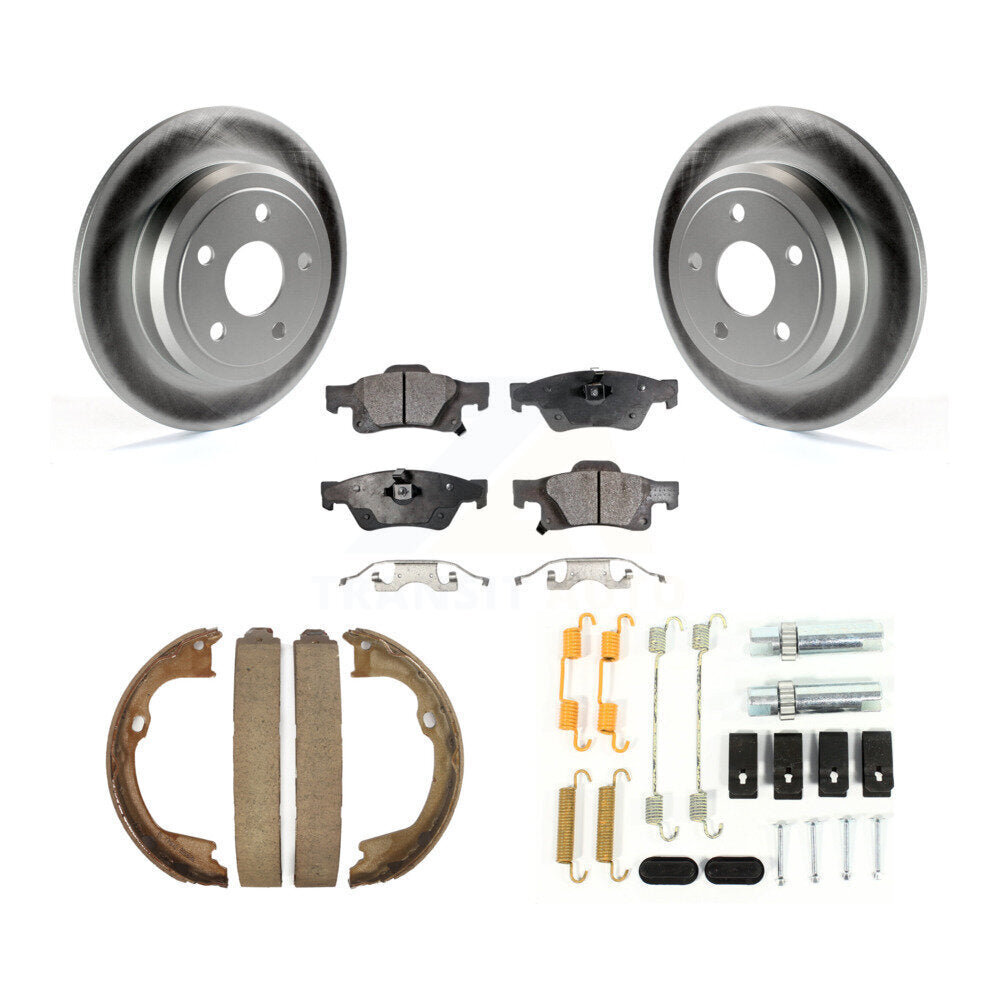 Rear Disc Coated Rotors Ceramic Pads Parking Shoes & Hardware Kit For Dodge Durango Jeep KGT-104172