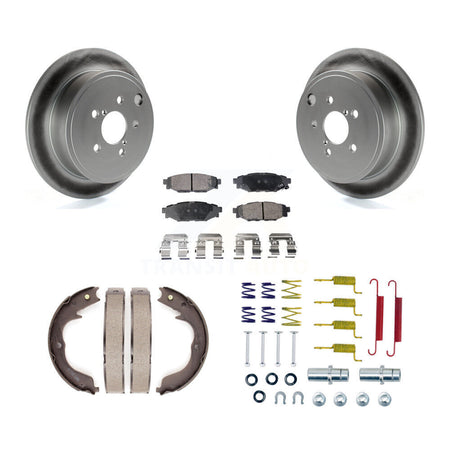 Rear Disc Coated Rotors Ceramic Pads Parking Shoes Hardware Kit For Subaru Outback Legacy KGT-104181