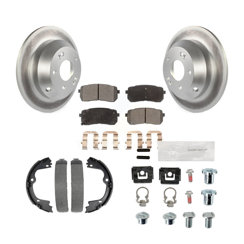 Rear Disc Coated Rotors Ceramic Pads Parking Brake Shoes And Hardware Kit For Kia Sedona KGT-104183