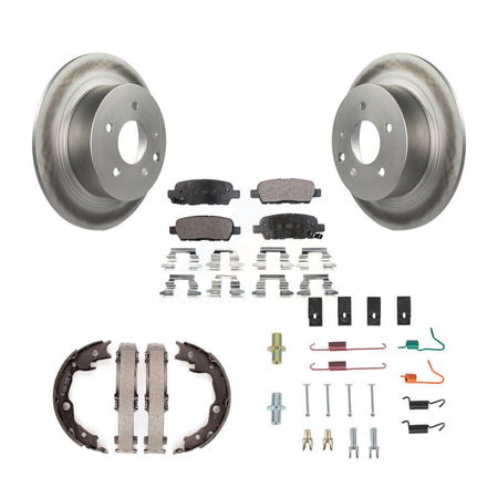 Rear Disc Coated Rotors Ceramic Pads Parking Shoes & Hardware Kit For Nissan Sentra Juke KGT-104192