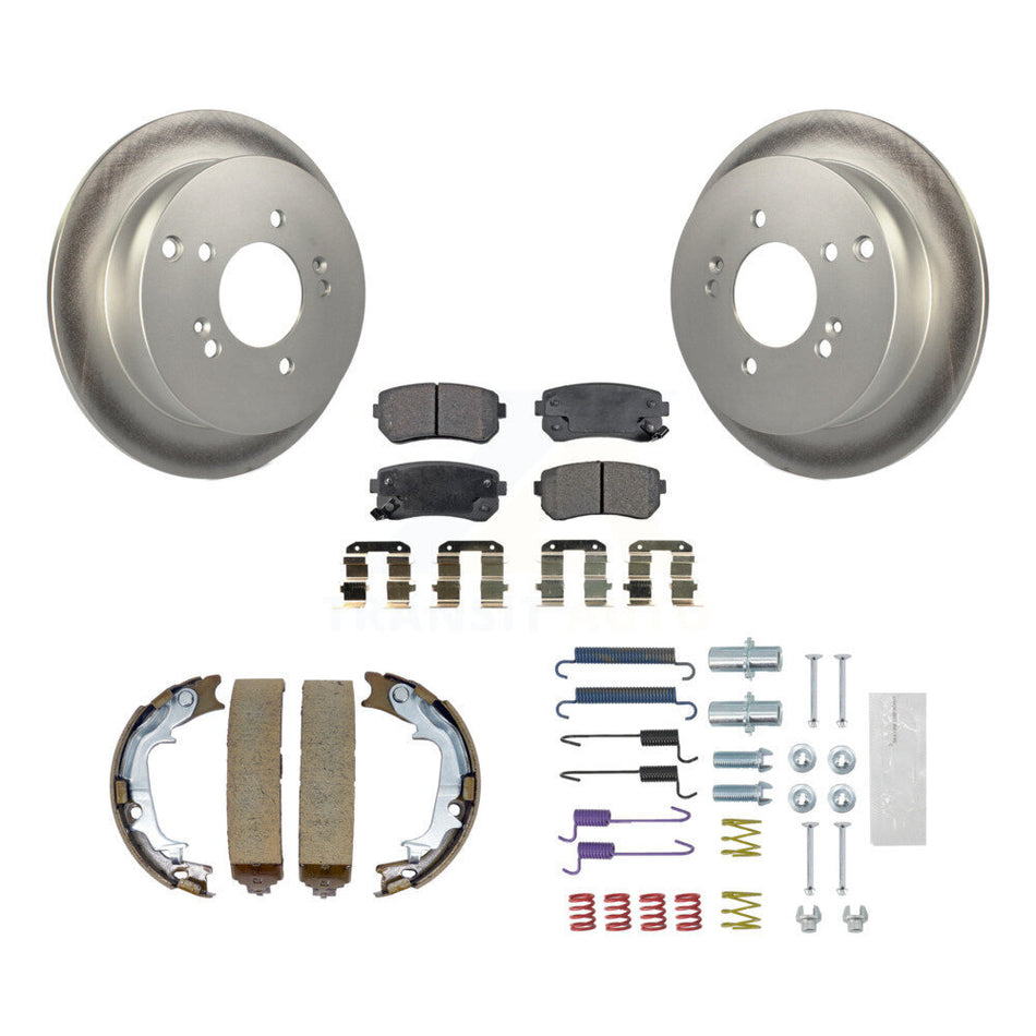 Rear Disc Coated Rotors Ceramic Pads Parking Shoes & Hardware Kit For Hyundai Tucson Kia KGT-104211
