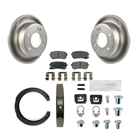 Rear Disc Coated Rotors Ceramic Pads Parking Shoes And Hardware Kit For Kia Sportage FWD KGT-104214
