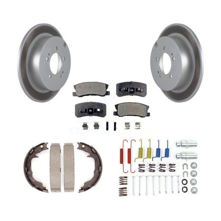 Rear Disc Coated Rotors Ceramic Pads Parking Shoes Hardware Kit For Mitsubishi Outlander KGT-104231