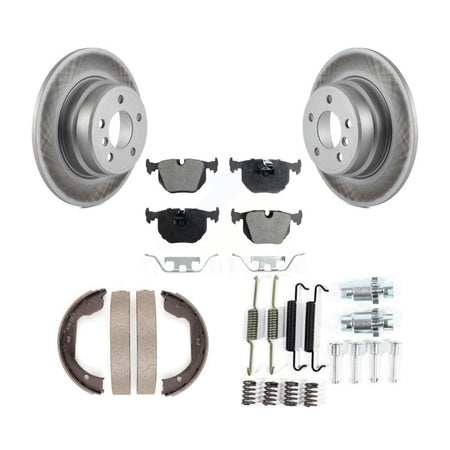 Rear Disc Coated Rotors Ceramic Pads Parking Brake Shoes And Hardware Kit For BMW X5 KGT-104242