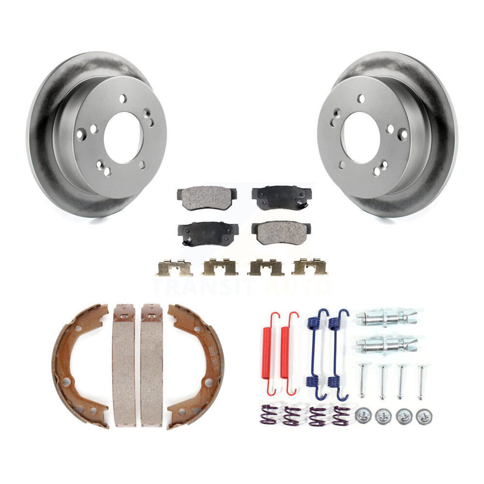 Rear Disc Coated Rotors Ceramic Pads Parking Shoes & Hardware Kit For Hyundai Tucson Kia KGT-104245