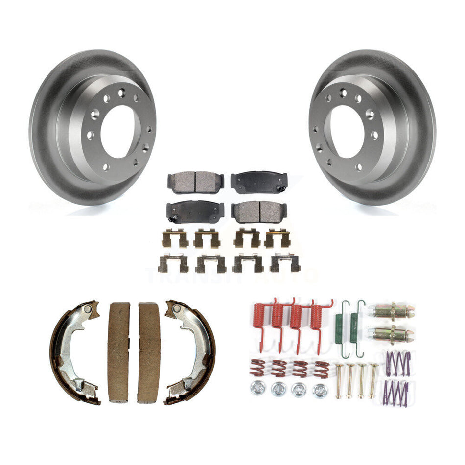 Rear Disc Coated Rotors Ceramic Pads Parking Shoes Hardware Kit For Hyundai Entourage Kia KGT-104249