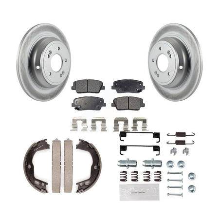 Rear Disc Coated Rotors Ceramic Pads Parking Brake Shoes Hardware Kit For Hyundai Genesis KGT-104250