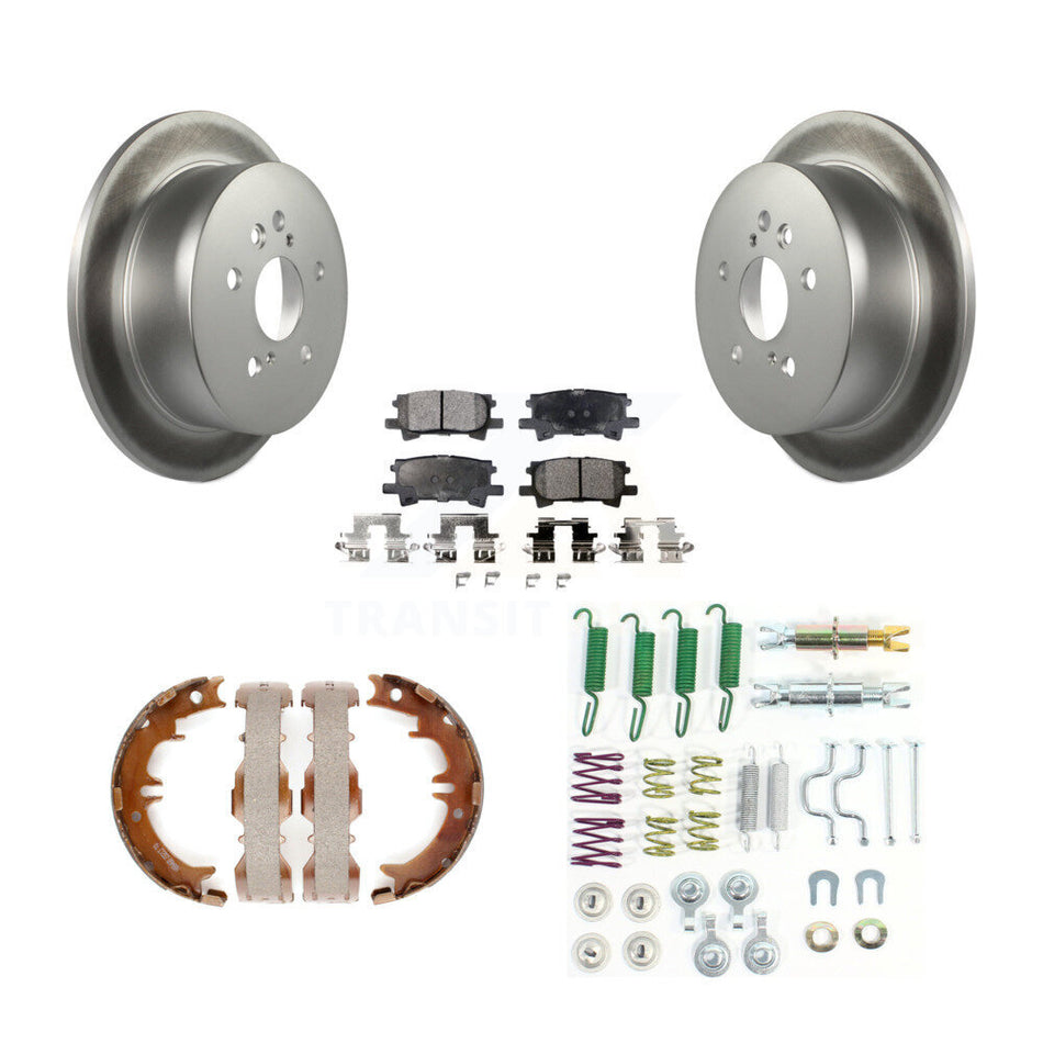 Rear Disc Coated Rotors Ceramic Pads Parking Shoes & Hardware Kit For Lexus RX350 Toyota KGT-104260