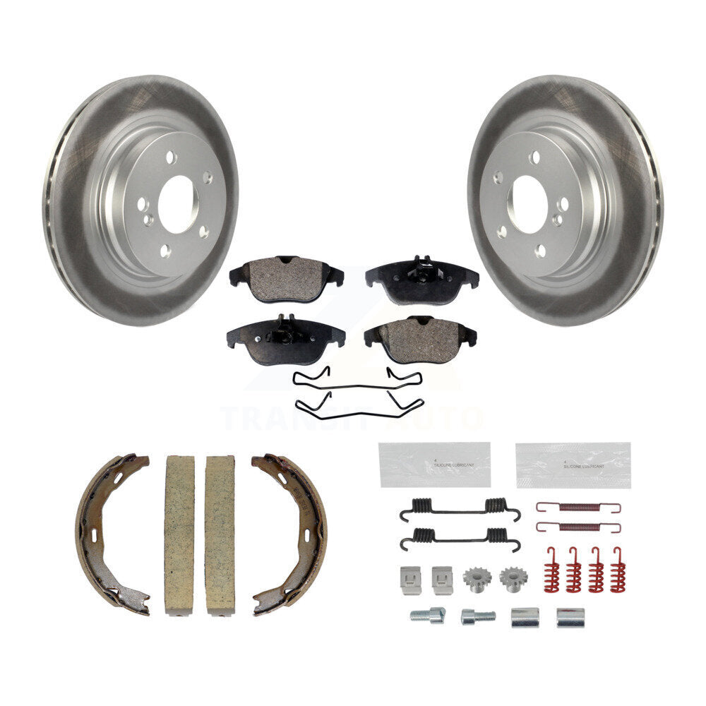 Rear Disc Coated Rotors Ceramic Pads Parking Shoes & Hardware Kit For Mercedes-Benz C300 KGT-104267