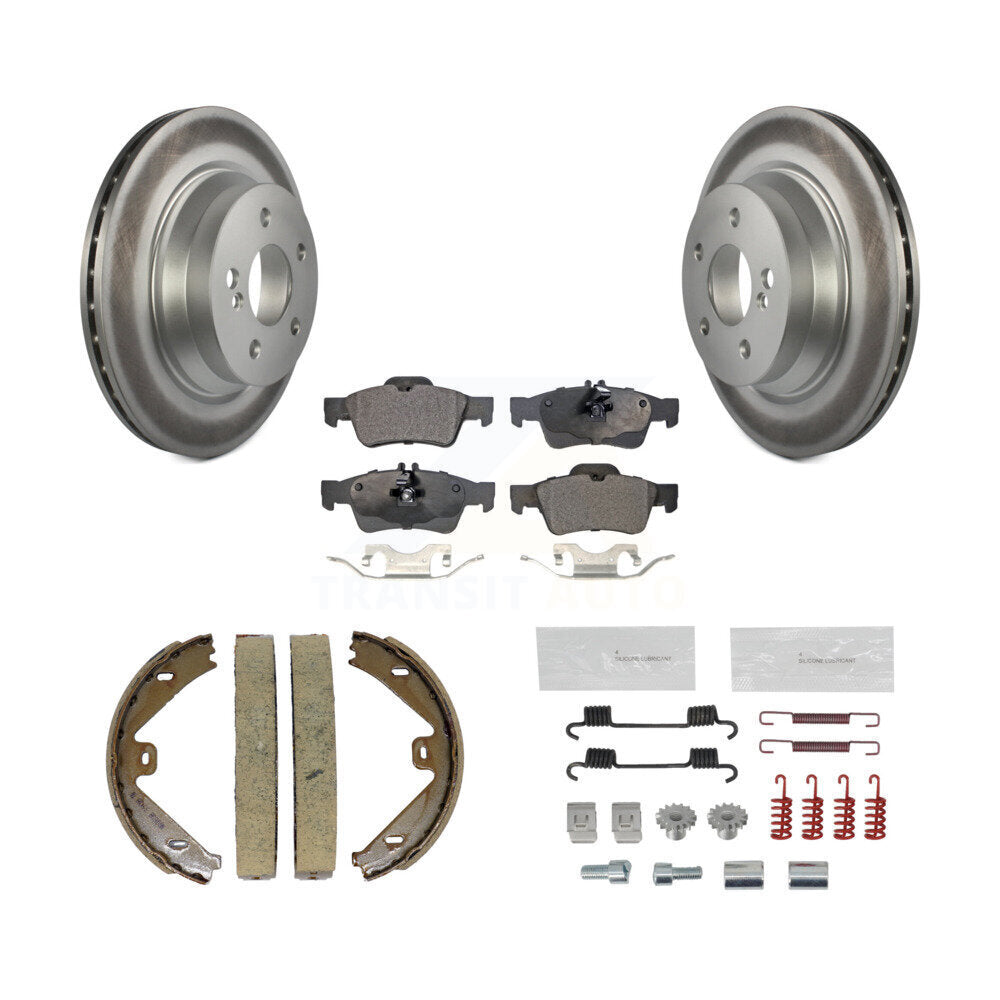 Rear Disc Coated Rotors Ceramic Pads Parking Shoes & Hardware Kit For Mercedes-Benz E350 KGT-104269