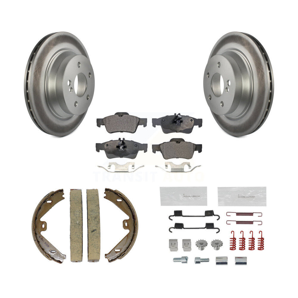 Rear Disc Coated Rotors Ceramic Pads Parking Shoes & Hardware Kit For Mercedes-Benz E350 KGT-104269