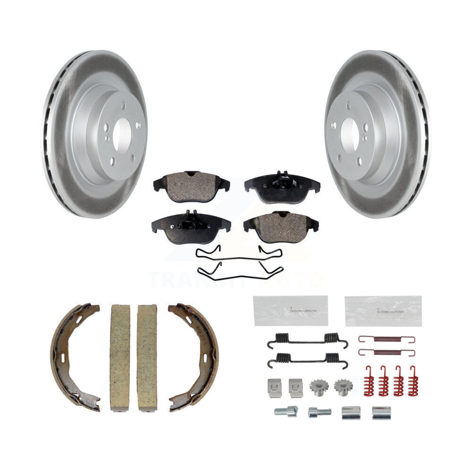 Rear Disc Coated Rotors Ceramic Pads Parking Shoes & Hardware Kit For Mercedes-Benz E550 KGT-104270