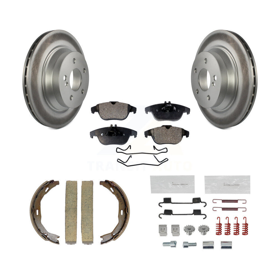 Rear Disc Coated Rotors Ceramic Pads Parking Shoes & Hardware Kit For Mercedes-Benz E350 KGT-104273