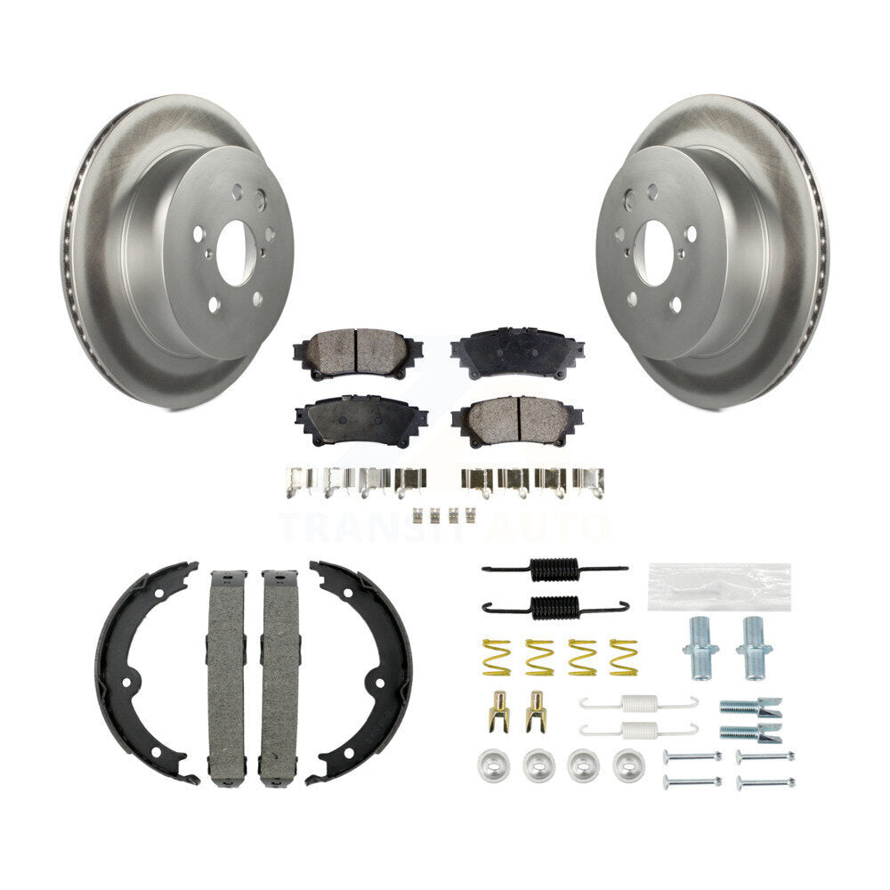 Rear Disc Coated Rotors Ceramic Pads Parking Brake Shoes And Hardware Kit For Lexus IS250 KGT-104284