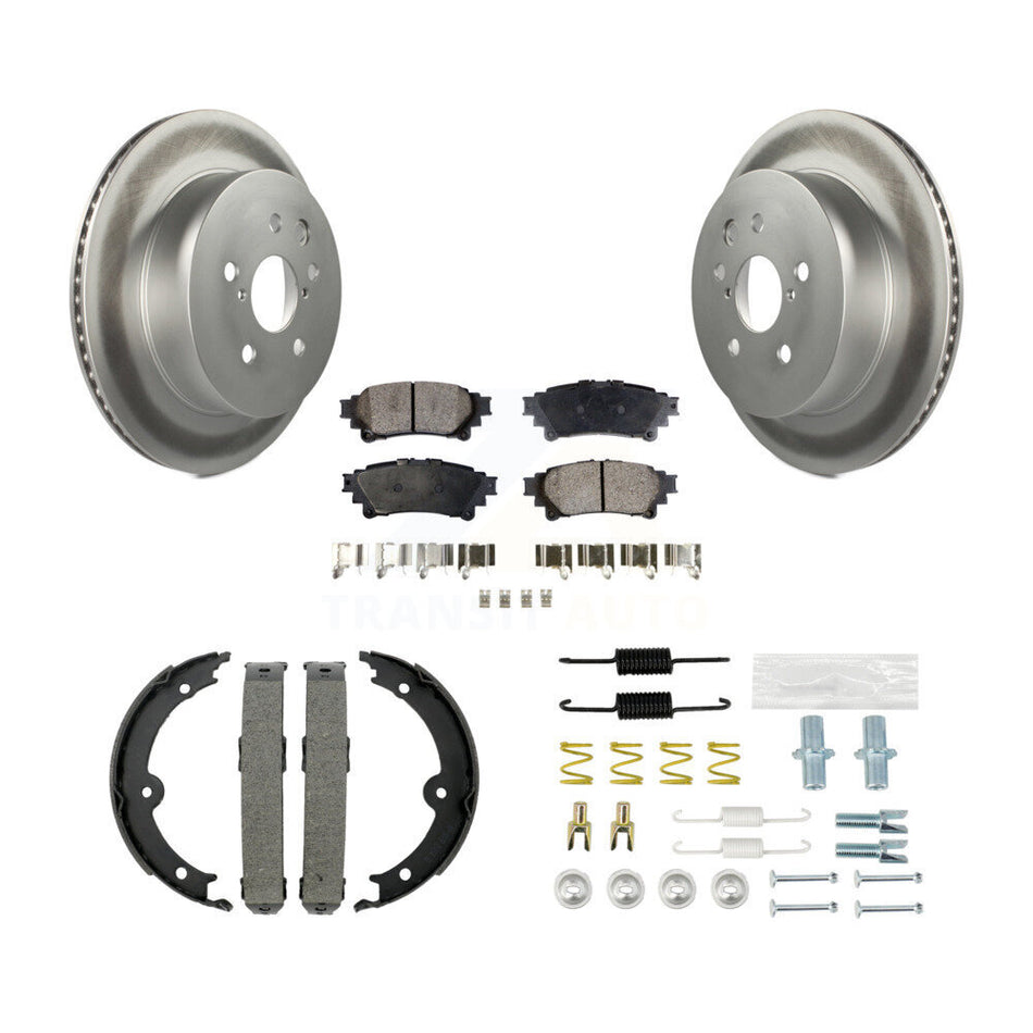 Rear Disc Coated Rotors Ceramic Pads Parking Brake Shoes And Hardware Kit For Lexus IS250 KGT-104284