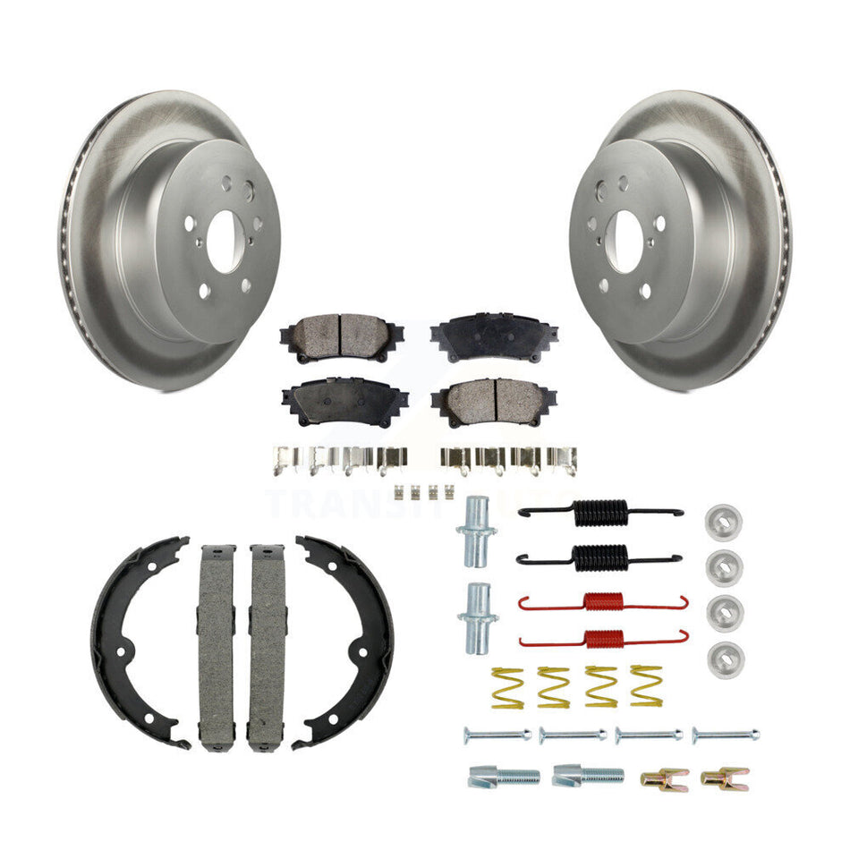 Rear Disc Coated Rotors Ceramic Pads Parking Brake Shoes And Hardware Kit For Lexus IS350 KGT-104285