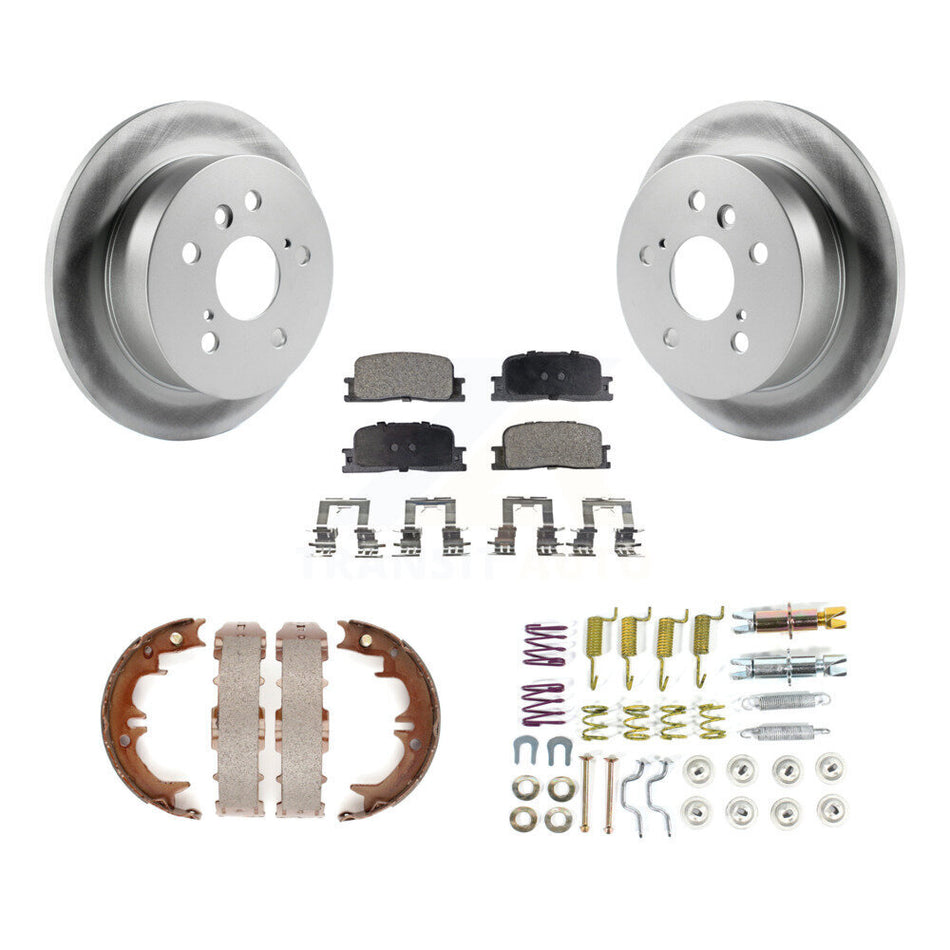 Rear Disc Coated Rotors Ceramic Pads Parking Shoes & Hardware Kit For Toyota Camry Lexus KGT-104290