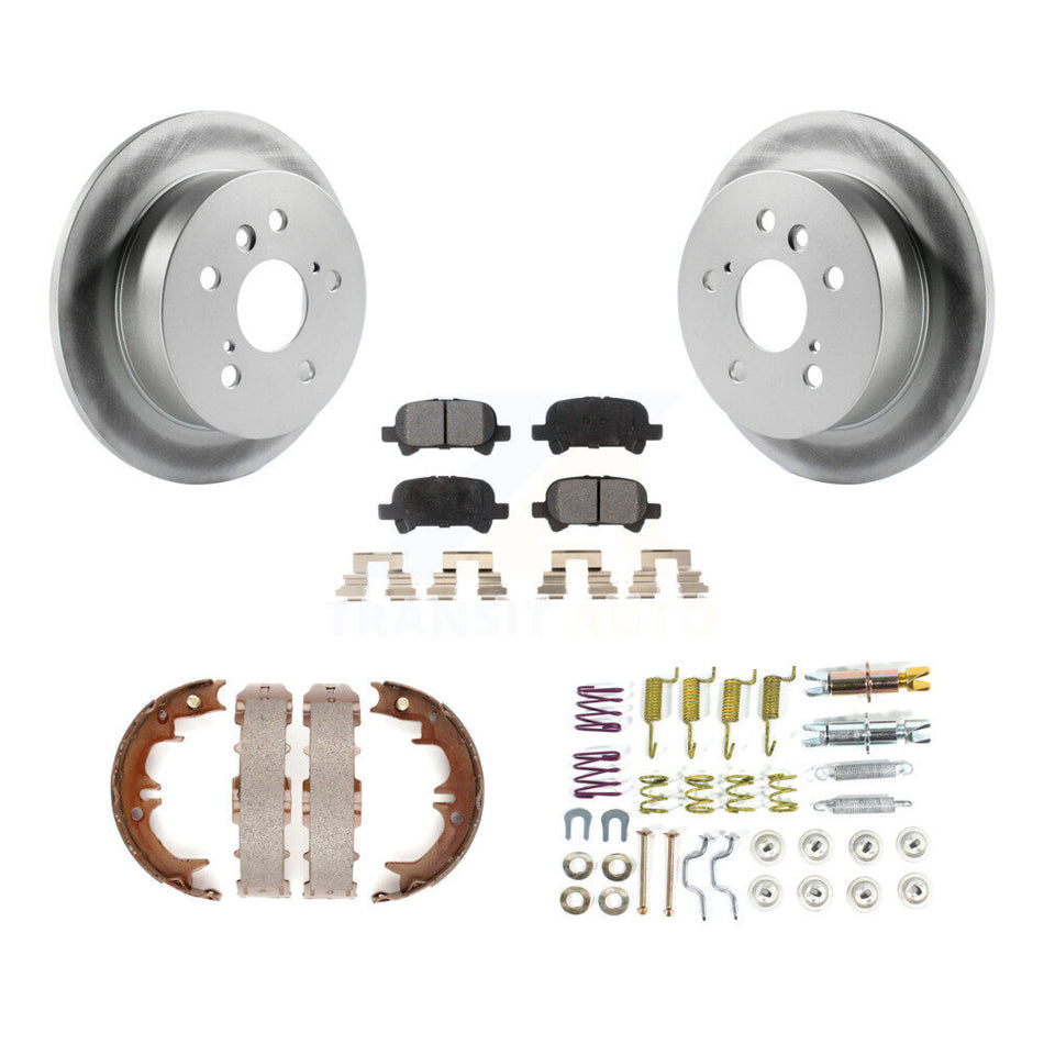 Rear Disc Coated Rotors Ceramic Pads Parking Shoes & Hardware Kit For Toyota Camry Solara KGT-104291