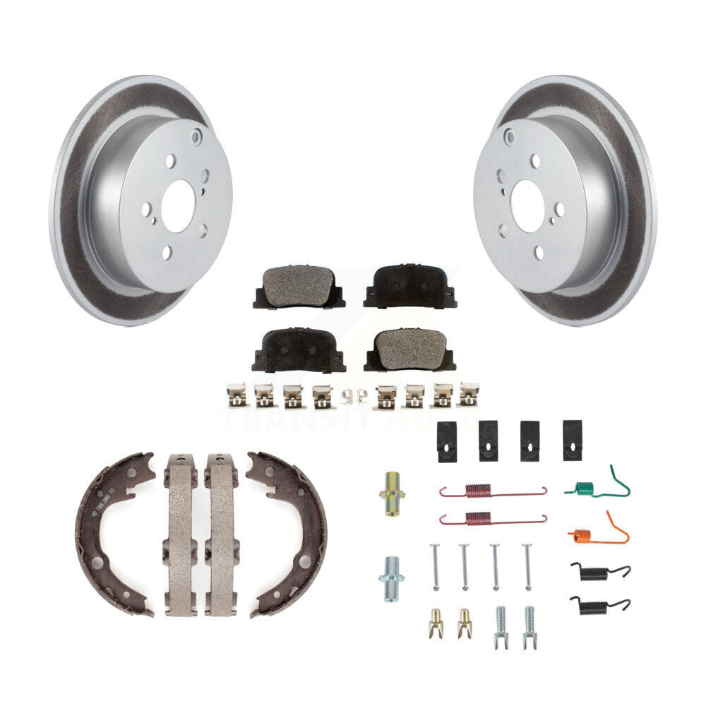 Rear Disc Coated Rotors Ceramic Pads Parking Shoes & Hardware Kit For 2005-2010 Scion tC KGT-104295