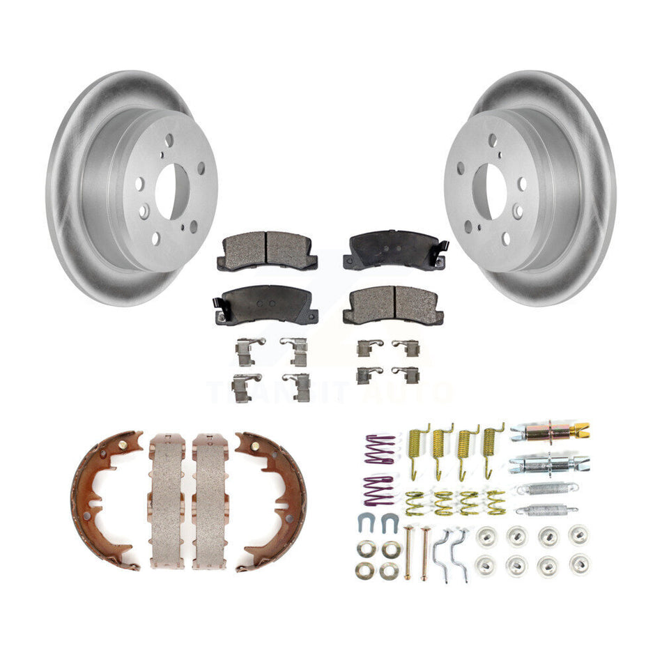 Rear Disc Coated Rotors Ceramic Pads Parking Shoes & Hardware Kit For Toyota Camry Solara KGT-104297