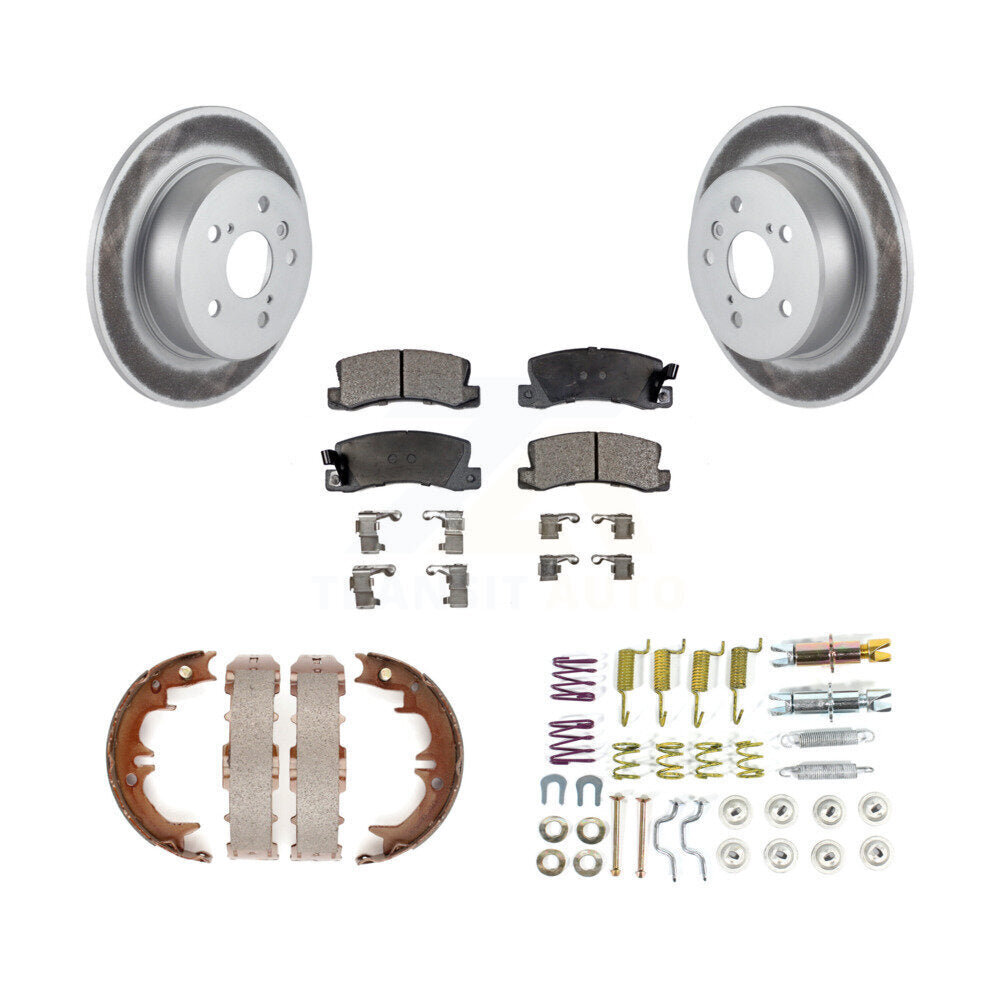 Rear Disc Coated Rotors Ceramic Pads Parking Shoes Hardware Kit For 99-03 Lexus RX300 AWD KGT-104299