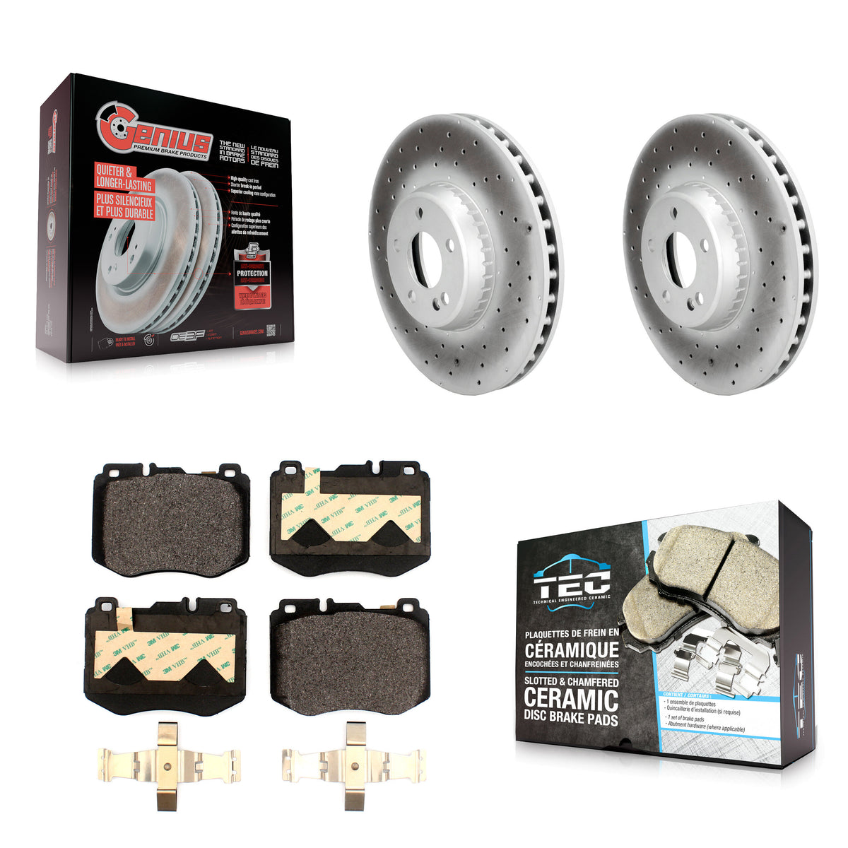 Front Coated Disc Brake Rotors And Ceramic Pads Kit For Mercedes-Benz C300 C400 C350e KGT-104307