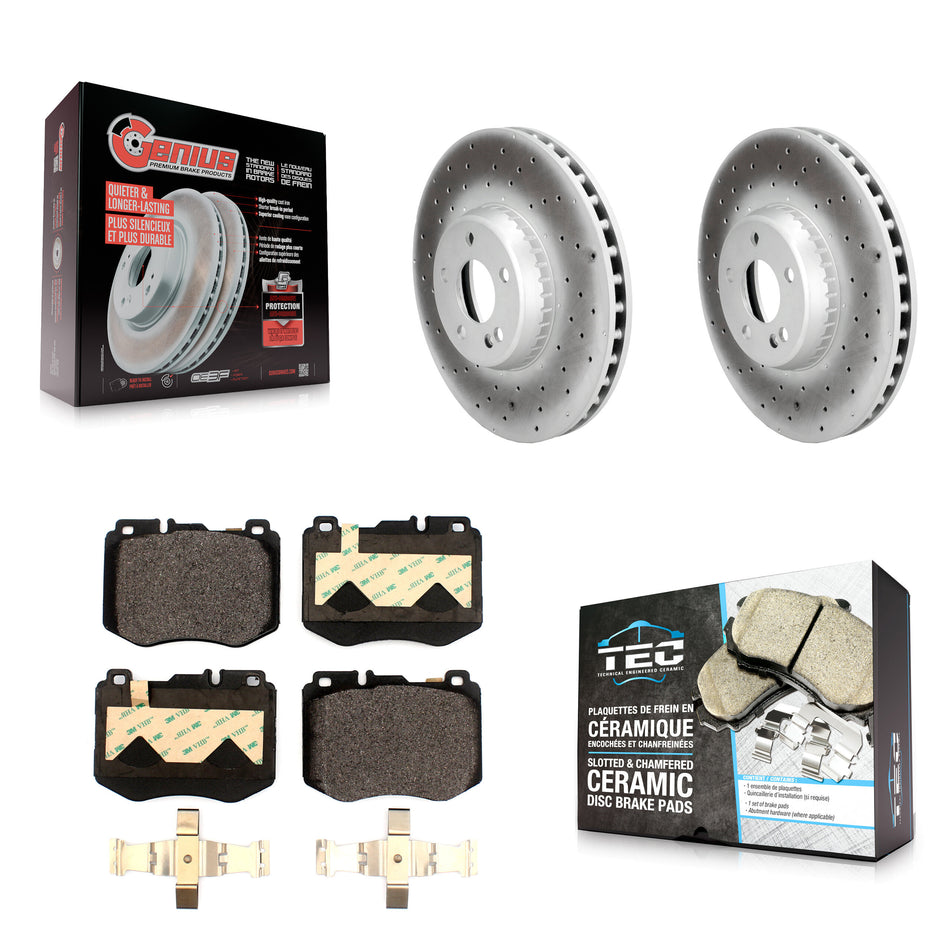Front Coated Disc Brake Rotors And Ceramic Pads Kit For Mercedes-Benz C300 C400 C350e KGT-104307