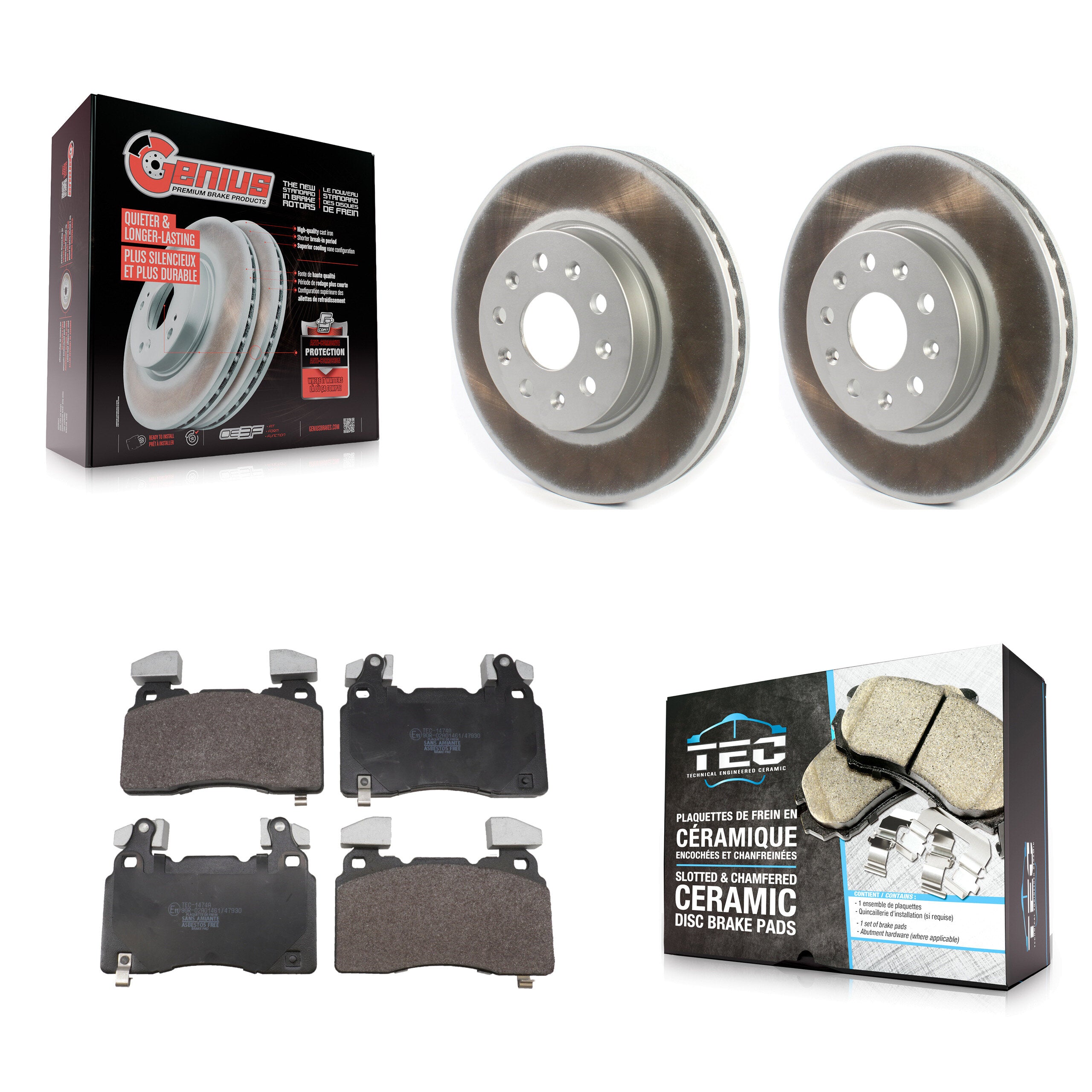 Front Coated Disc Brake Rotors And Ceramic Pads Kit For Cadillac CTS Chevrolet Camaro KGT-104309