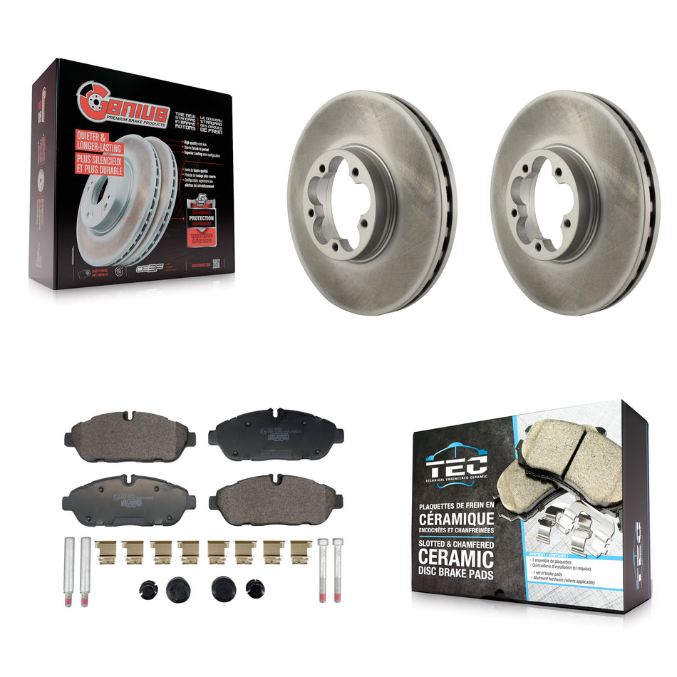 Front Coated Disc Brake Rotors And Ceramic Pads Kit For 2023 Ford Transit-350 HD AWD KGT-104314