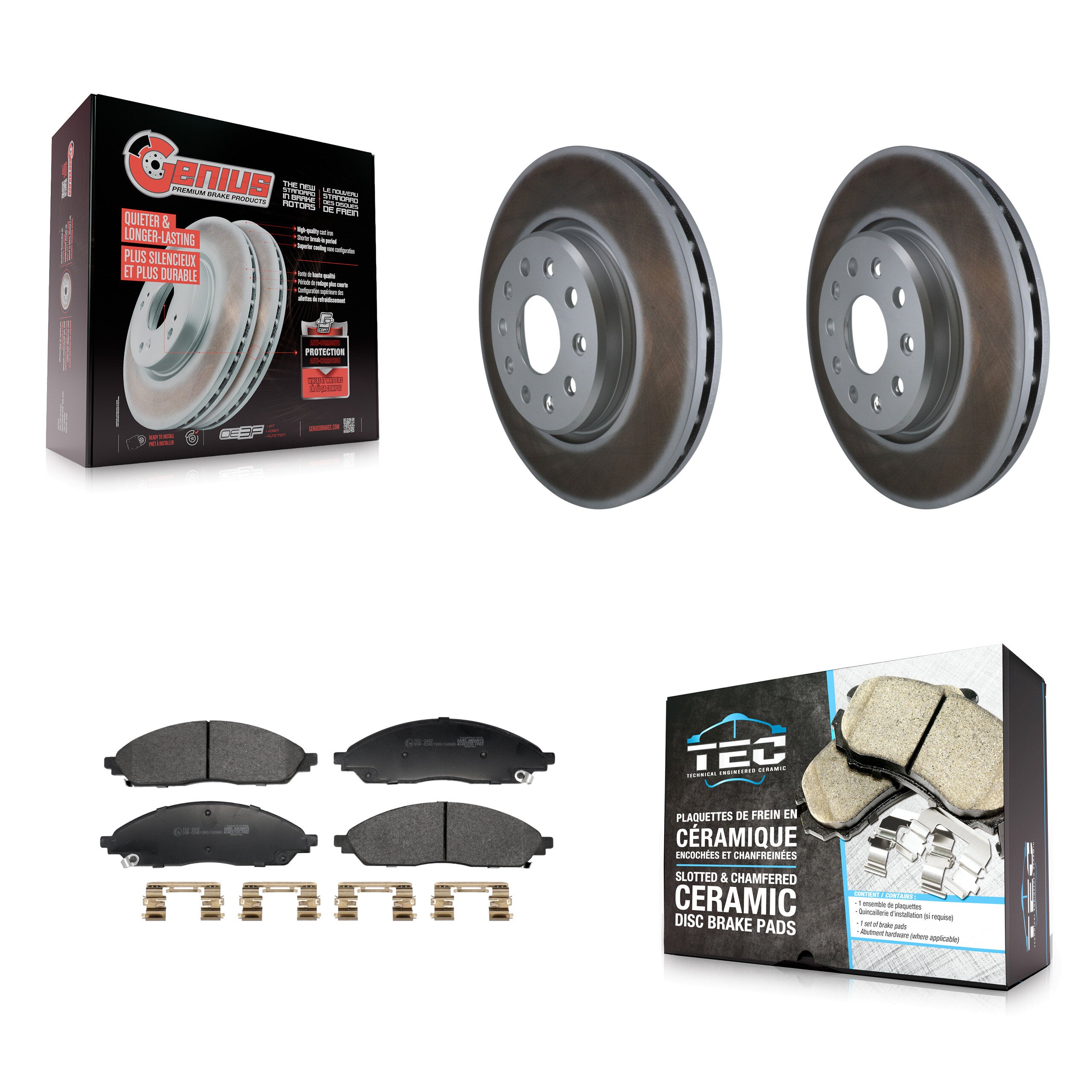 Front Coated Disc Brake Rotors And Ceramic Pads Kit For 2022-2023 Jeep Grand Cherokee L KGT-104320